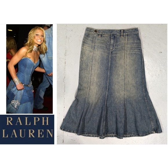 Ralph Lauren Denim Jeans Vintage Skirt - Picture 1 of 6